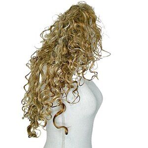 Kanekalon Long Blonde Curly Wavy Wig Headband Hairpiece 21" Natural Blonde Blend